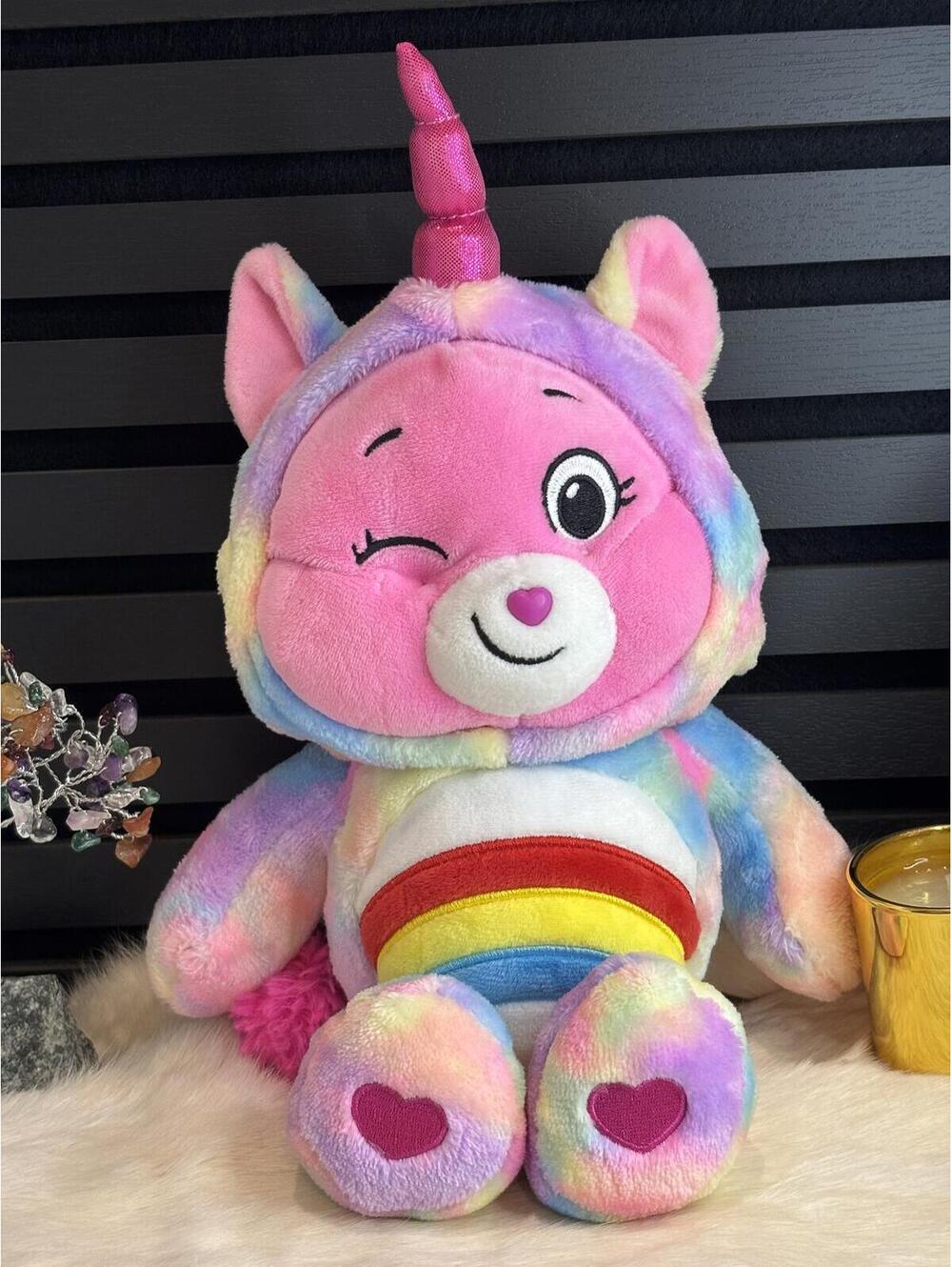 Care Bears Plush Toy with Rainbow Belly and Unicorn Hood